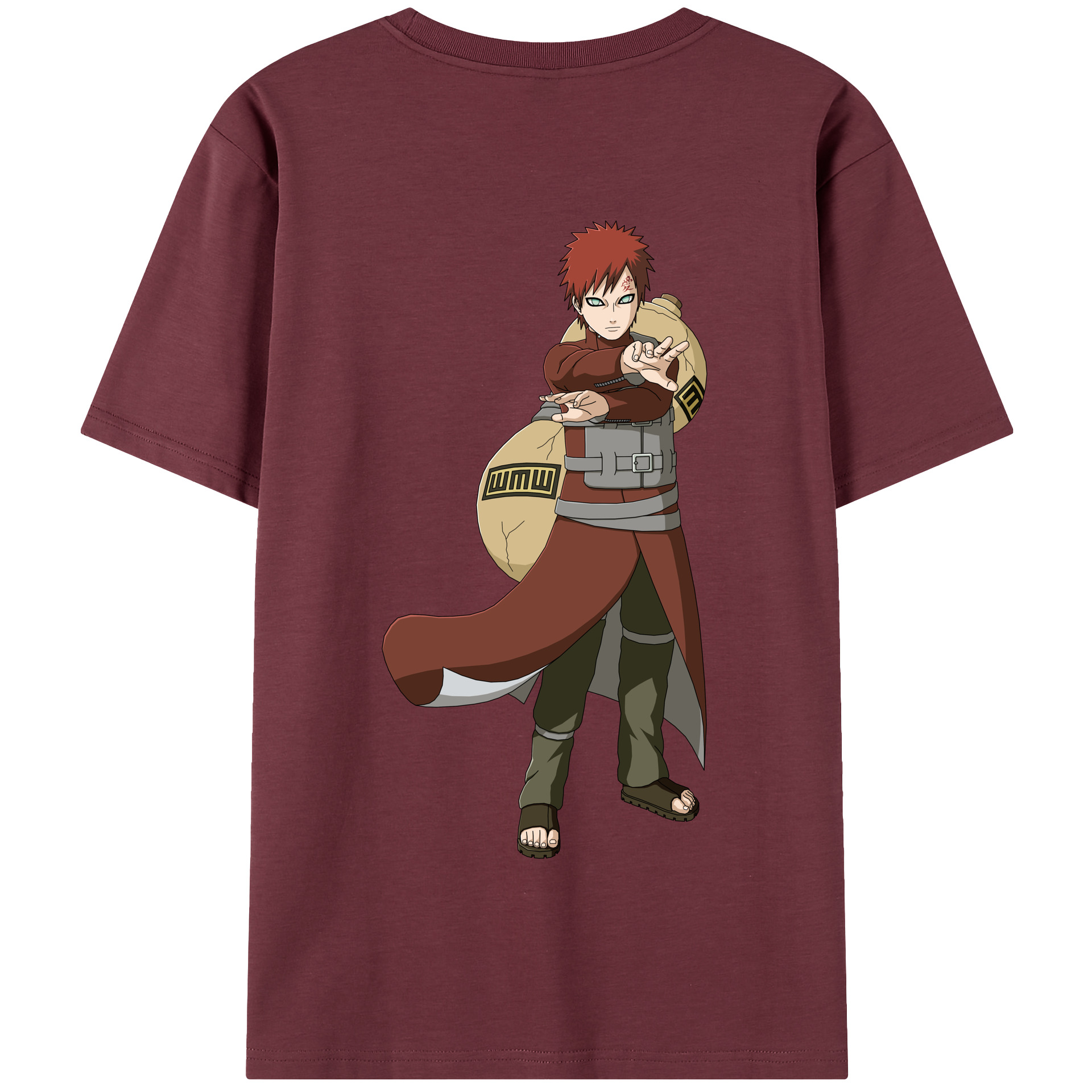 （画像用） NARUTO -ナルト- ガアラ Gaara 綿100％半袖Tシャツ（背面プリント）
